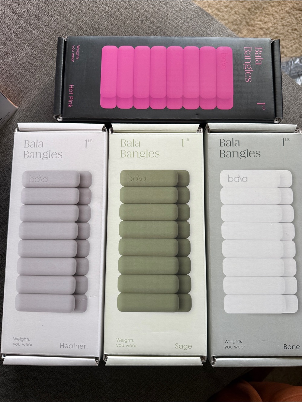 Bala Bangles Wearable 1 lb Weights - Heather, Sage, Bone, Hot Pink